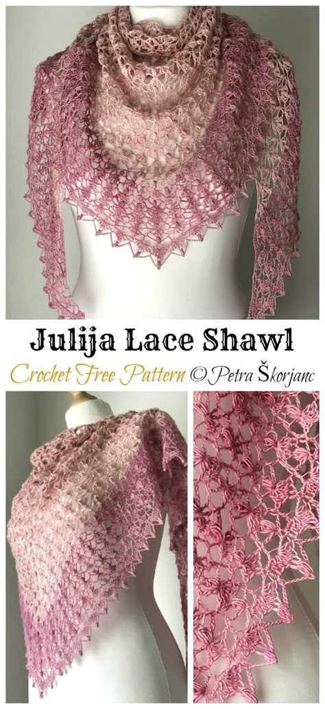 Lace Shawl Crochet Free Pattern - Crochet & Knitting Shawl Crochet Free Pattern, Triangle Shawl Crochet, Shawls Design, Crochet Lace Scarf Pattern, Crochet Triangle Shawl Pattern, Lace Shawl Pattern, Crochet Lace Scarf, Crochet Shawl Diagram, Crochet Shawl Free