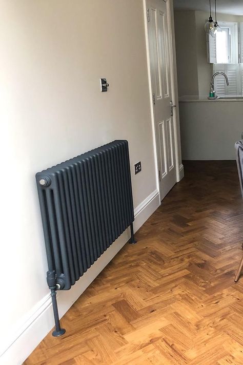 Black Radiators Living Room, Traditional Radiators Living Room, Black Radiator, Dark Radiators, Grey Radiator, Anthracite Radiator Living Room, Column Radiator, Black Column Radiator, Grey Window Frames