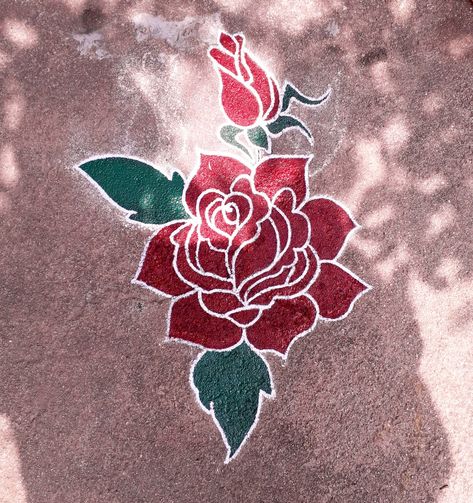 Oil paint rangoli design | Rose flower rangoli design Oil Paint Rangoli, Rose Rangoli Designs, Painting Rangoli Design, Rose Rangoli, Paint Rangoli, Ads Creative Advertising Ideas, Colorful Rangoli, Colorful Rangoli Designs, Free Hand Rangoli