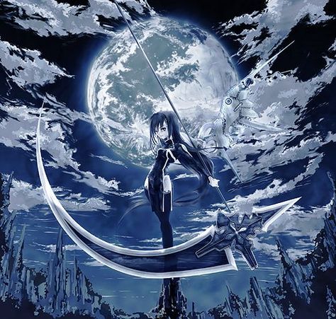 moon scythe anime Anime Scythe, Female Grim Reaper, Grim Reaper Drawing, Reaper Drawing, Don't Fear The Reaper, The Twilight Saga, Anime Oc, Anime Angel, Grim Reaper