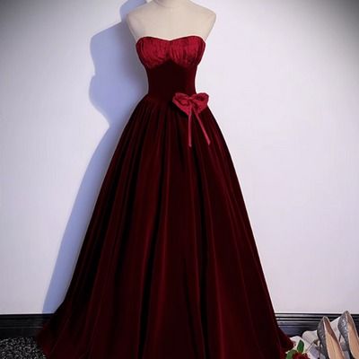 Home · zshee · Online Store Powered by Storenvy Wine Red Prom Dress, Tea Length Prom Dress, Prom Dress Burgundy, Wedding Cardigan, Long Party Dress, Velvet Party Dress, Velvet Prom Dress, Strapless Prom Dress, Strapless Prom Dresses