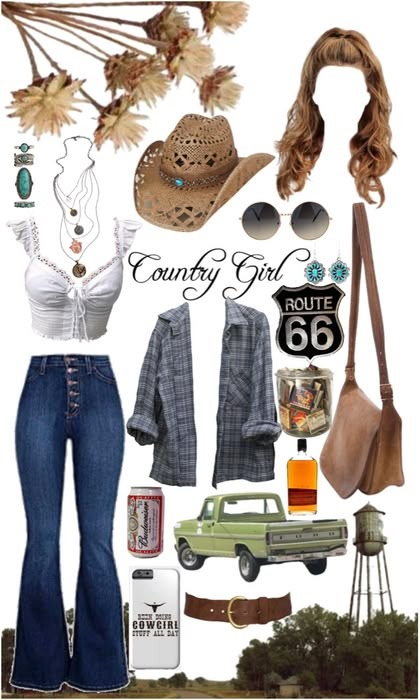 country Outfit | ShopLook Cute Farm Outfits Summer, Countrycore Outfit, Byu Outfits, Southern Mom Outfits, 90s Country Outfit, County Fair Outfit Ideas, Modern Country Outfits, Country Hippie Style, Country Side Outfit