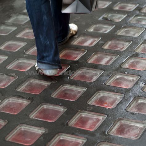 Sidewalk glass block Glass Brick Flooring, Glass Block Floor, Glass Block Facade, Glass Block Partition, Glass Block Partition Wall, Glass Block Installation, Nyc Loft, Glass Brick, Ceiling Detail