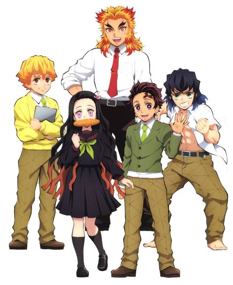 4 Anime Best Friends, Kimetsu Academy, Kamado Tanjiro, Inosuke Hashibira, Fan Anime, Nezuko Kamado, Entertainment District, Tanjiro Kamado, Friend Anime