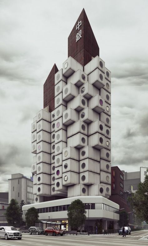 VWArtclub - Nakagin Tower Quirky Architecture, Module Architecture, Kisho Kurokawa, Nakagin Capsule Tower, 3dsmax Vray, Tower Models, Vw Art, Tower Building, Modular Building