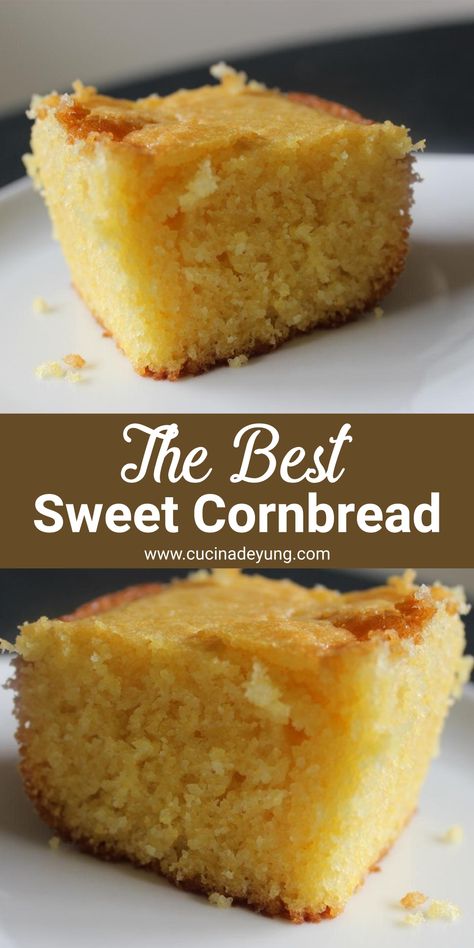 The Best Sweet Cornbread Recipe – CUCINADEYUNG Sweet Yellow Cornbread Recipe, Best Ever Cornbread Recipe, Cakey Cornbread Recipe, Crumbled Cornbread Recipes, Dense Cornbread Recipe, Easy Sweet Cornbread Recipe Jiffy, Cornbread Recipe With Corn Flour, Disneyland Cornbread Recipe, Cake Like Cornbread Recipe