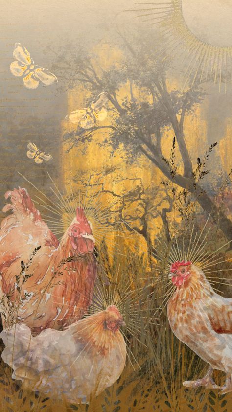 Chicken Wallpaper Iphone, Hen Aesthetic, Vintage Farm Aesthetic, Farm Cottagecore, Aesthetic Chicken, Three French Hens, French Hens, My True Love, Cottage Core Aesthetic