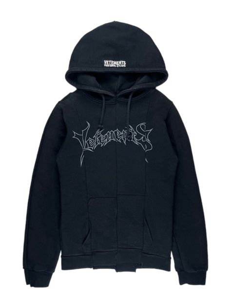 Vetements SS16 Vetements OG Metal Logo Reconstructed Split Hoodie | Grailed Vetements Hoodie, Og Logo, Varsity Letterman Jackets, Aviator Jackets, Letterman Jacket, Men's Tops, Denim Jacket Men, Logo Black, Tracksuit Women