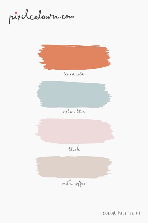 Blush Color Palette, Palettes Color, Robin Blue, Orange Color Palettes, Red Colour Palette, Pink Palette, Pink Milk, Blue Palette, Milk Coffee