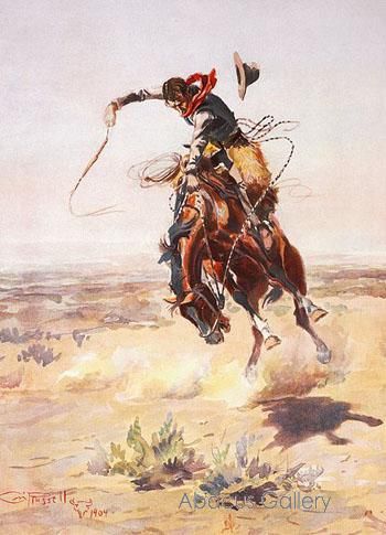 charles russell prints - Bing Images Charles Marion Russell, Cowboy Posters, Cowboy Artists, Bucking Bronco, Wilde Westen, West Art, Art Ancien, Vintage Apple, Cowboy Art