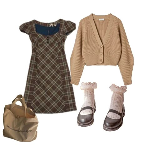 Cardigan Academia Outfit, Ghiblicore Aesthetic Outfit, Cottagecore Outfits Brown, Cottegcore Fall Outfits, Fall Outfits Aesthetic Rory Gilmore, Interesting Outfits, Aesthetic Outfit Ideas, Stylish Work Attire, Cold Weather Outfits