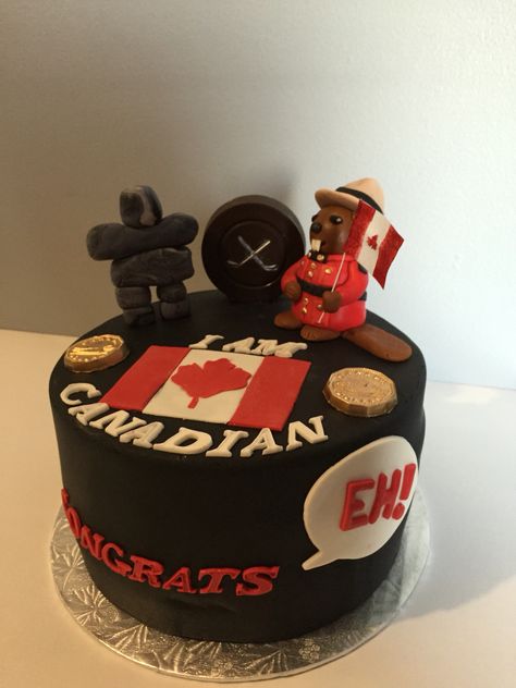 Cake Designs For Canada, Happy Journey Cake Designs, Have A Safe Journey Cake Canada, Canada Birthday Cake, Canadian Citizenship Party, Bon Voyage Cake Canada, Canada Cake Ideas, Canada Cake Design, Canada Flag Cake