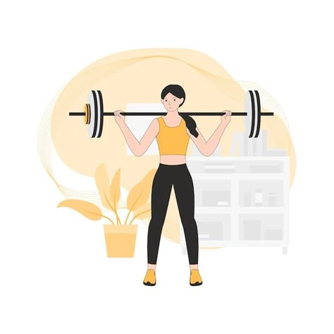 Gym woman flat illustration template des... | Premium Vector #Freepik #vector #fitness-cartoon #fitness-yoga #exercise #woman-exercising Exercise Pictures Fitness, Work Out Illustration, Exercise Pictures Cartoon, Physical Fitness Aesthetic, Fitness Illustration Woman, Exercising Cartoon, Exercise Picture, Workout Cartoon, Exercise Template