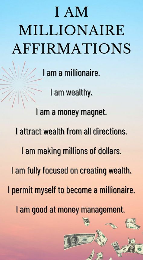 Millionaire Affirmations, Positive Self Affirmations, Creating Wealth, Spiritual Meditation, Abundance Affirmations, Wealth Affirmations, Daily Positive Affirmations, Manifesting Money, Attract Money