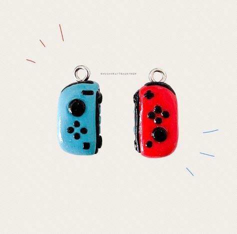 Clay Nintendo Switch, Polymer Clay Gifts For Men, Functional Polymer Clay Ideas, Nintendo Jewelry, Item References, Sculpey Ideas, Nintendo Switch Controller, Clay Gifts, Nintendo Controller