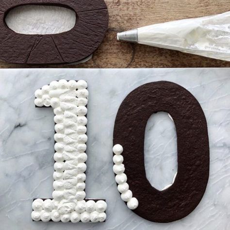 How to make a Chocolate Icebox Number Cake | Simple Bites Number Cutouts, Chocolate Confections, Chess Cake, Cookie Shapes, Letter Cakes, Number Birthday Cakes, Buffet Dessert, Chocolate Wafer, Cookies From Scratch