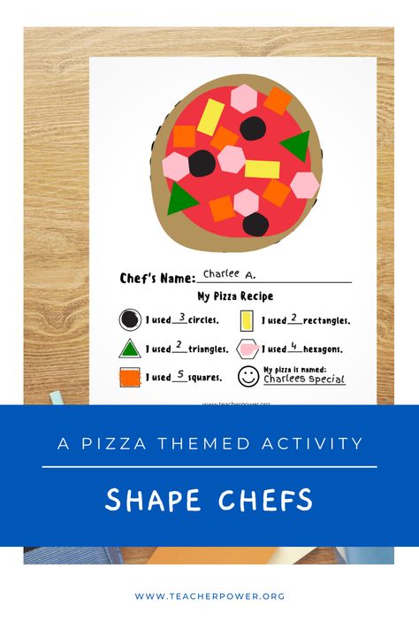 Shape Pizza Kindergarten, Shapes Pizza Craft, Pizza Activities For Kindergarten, Pizza Math Activities, Shape Pizza Preschool, Pizza Shapes Preschool, Shape Pizza Free Printable, Pizza Math Preschool, Preschool Pizza Theme