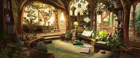 ArtStation - Larry Talbot's Study | A Night in the Lonesome October |Cinematic Shot Design, Jen Ingertila Fantasy House Concept, Werewolf By Night, Linden Homes, Interior Concept Art, Baba Jaga, Wiccan Decor, Fantasy Rooms, Teapot Design, Fairy Home