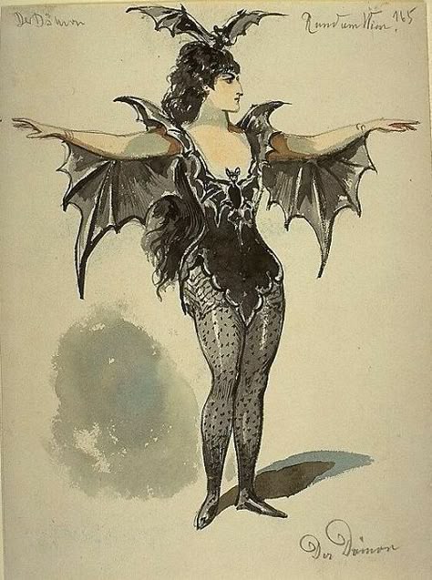 Bat Sketch, Arte Art Deco, Victorian Vampire, Bat Costume, Vintage Halloween Costume, Retro Mode, Arte Inspo, Batgirl, Halloween Art