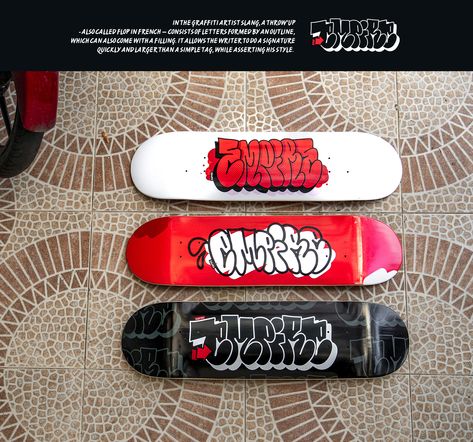 Throw'Up Skateboards collection on Behance Skateboard Design, Skate Decks, Skateboard Art, Graffiti Artist, Quebec Canada, Skateboard Decks, Deck Design, Skateboard, Graffiti