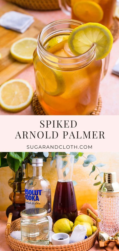 Spiked Arnold Palmer Recipe, Arnold Palmer Cocktail, Spiked Arnold Palmer, Arnold Palmer Recipe, Arnold Palmer Drink, Brown Sugar Simple Syrup, Diy Food Ideas, Best Summer Recipes, Mint Simple Syrup