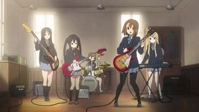 via makeagif Anime Dancing Gif, K On Gif, Headers For Discord, Gift Animation, Banner For Discord, Ghost Letters, Anime Openings, Yui Hirasawa, Anime Music Videos