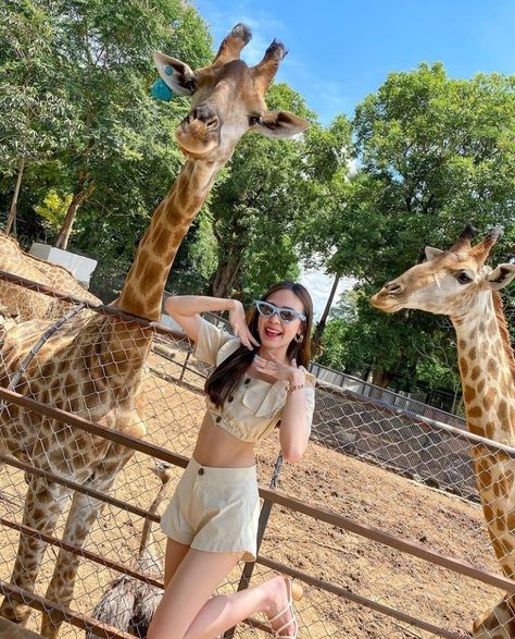 Zoo Outfit, Zoo Pictures, June Wanwimol, Thailand Pictures, Center Parc, Zoo Photos, Fashion Top Outfits, Cute Instagram Pictures, Selfie Poses Instagram