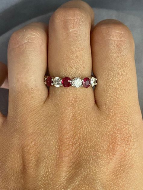 Vintage Ruby Ring Victorian, Ruby Wedding Band With Engagement Ring, Ruby And Diamond Wedding Band, Ruby Eternity Ring, Ruby Eternity Band, Round Diamond Eternity Band, Emerald Eternity Band, Ruby Wedding Band, Ruby Ring Vintage