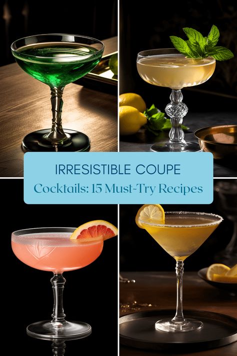 Mix up your cocktail game with these 15 irresistible coupe glass cocktails from Last Word to Honey Bee. Perfect for your next happy hour or special occasion! Drinks For Coupe Glasses, Coupe Glass Cocktails Drink Recipes, Cocktails For Coupe Glasses, Coupe Glasses Cocktails, Cocktails In Coupe Glasses, Coupe Glass Cocktails, Digestif Cocktails, Coupe Cocktail Glasses, Tequila Honey Bee Cocktail