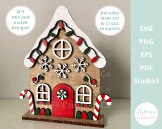 Christmas Wood Craft, Painted Wood Crafts, Gingerbread House Kit, Ginger Bread House Diy, Gingerbread Diy, Gingerbread Decor, Craft Workshop, Gingerbread House Kits, Pottery Houses