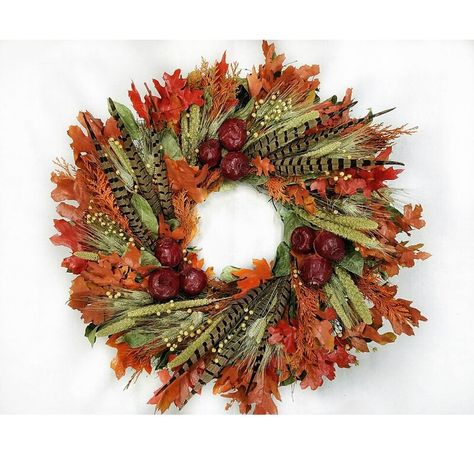 https://www.wayfair.com/decor-pillows/pdx/loon-peak-pheasant-fest-22-wreath-lopk2439.html Larkspur Flower, Classic Wreath, Furniture Classic, Pheasant Feathers, Greenery Wreath, Rustic Wreath, Backyard Garden Design, Traditional Furniture, Diy Holiday Decor