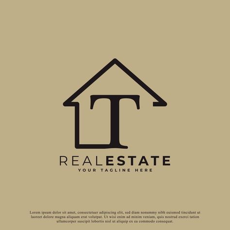 Creative Letter T House Logo Design. House Symbol Geometric Linear Style. Usable for Real Estate, Construction, Architecture and Building Logo Building Logo Construction, House Logo Design Ideas, Developer Branding, Real Estate Logo Ideas, Housing Logo, Property Logo Design, House Symbol, Identity Card Design, Innovative Logo