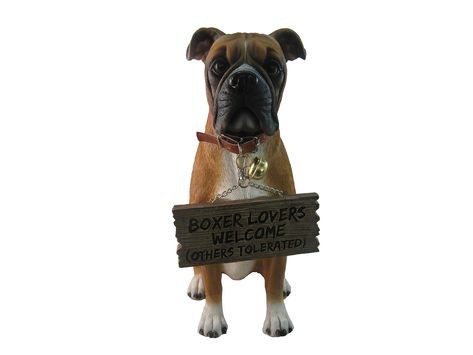 PRICES MAY VARY. This Tyson The Boxer statue is approximately 13.25" tall and 9" long and 7" deep. It is designed to sit on flat surface. Boxer And Baby, Funny Boxer, Outdoor Welcome Sign, Husky Lover, Guard Dog, The Boxer, Dog Statue, Cute Messages, Outdoor Statues