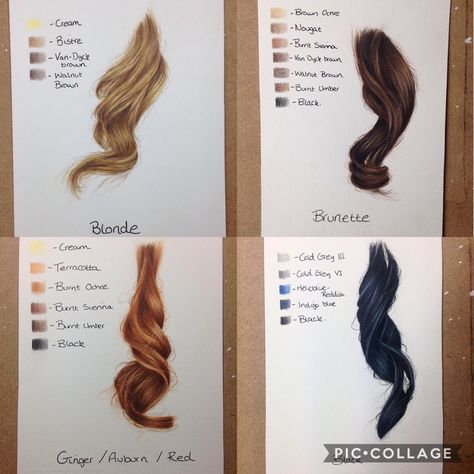 Prismacolor hair • @kirstysart Prismacolor Hair Color Combinations, How To Color Hair With Colored Pencils, Realistic Prismacolor Drawings, Prismacolor Tutorial, Prismacolor Drawing Ideas, Drawing Ideas Realistic, Colored Pencil Lessons, Art Colored Pencil, Prismacolor Drawing