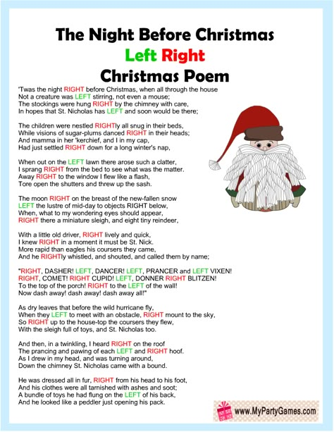 Christmas Story Left And Right Game, Unwrap Gift With Mittens Game, Twas The Night Before Christmas Left Right Game, Left Right Christmas Game For Adults Free Printable, Free Christmas Left Right Game Printable, Left And Right Christmas Story, Easy Kid Christmas Games, Christmas Story Left Right Game, Christmas Right And Left Game