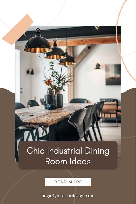 Explore creative ideas for chic industrial dining rooms, blending modern design with rustic elements in one image. Perfect inspiration for your next home decor project. Industrial Dining Room Ideas, Industrial Style Dining Room, Industrial Kitchen Table, Industrial Dining Room, Dining Room Colour Schemes, Metal Dining Room, Dining Room Industrial, Brick Look Tile, Bedroom Colour Palette