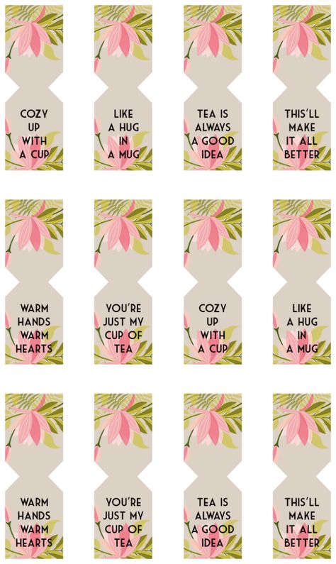 Free Printable Tea Bags Tags by Shrimp Salad Circus - Preview Diy Tea Bags, Tea Tag, Tea Crafts, Bag Label, Tea Diy, Tea Packaging, Tag Template, Tea Gifts, Printable Tags