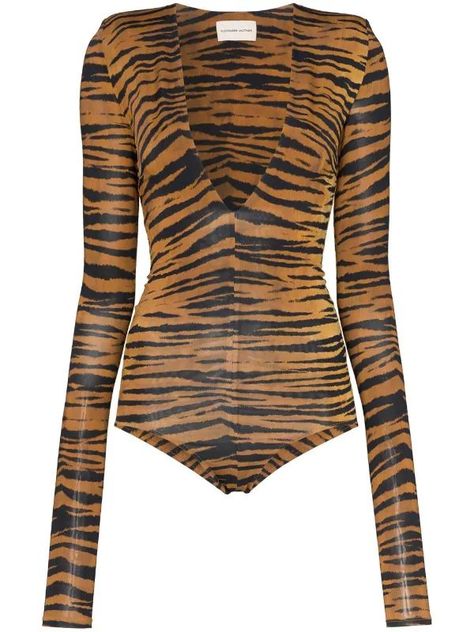 Lsu Outfits, Girls Ask, V Neck Bodysuit, Alexandre Vauthier, Top Outfit, Designer Blouses, Print Bodysuit, Kpop Fashion Outfits, Tiger Print