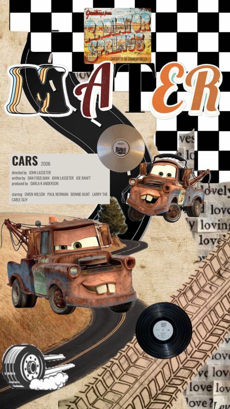 #mater #cars Bonnie Hunt, Disney Cars Wallpaper, Mater Cars, Western Wallpaper Iphone, Disney Collage, Simple Phone Wallpapers, Iphone Wallpaper App, Wallpaper Iphone Disney, Disney Pixar Cars