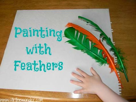 Painting with Feathers is a fun way for toddlers and preschoolers to explore painting without a brush! Painting With Feathers, Light Bulb Moment, Preschool Painting, Cream Vans, Art And Craft Projects, Toddler Painting, Thanksgiving Preschool, Preschool Art Activities, Bird Crafts