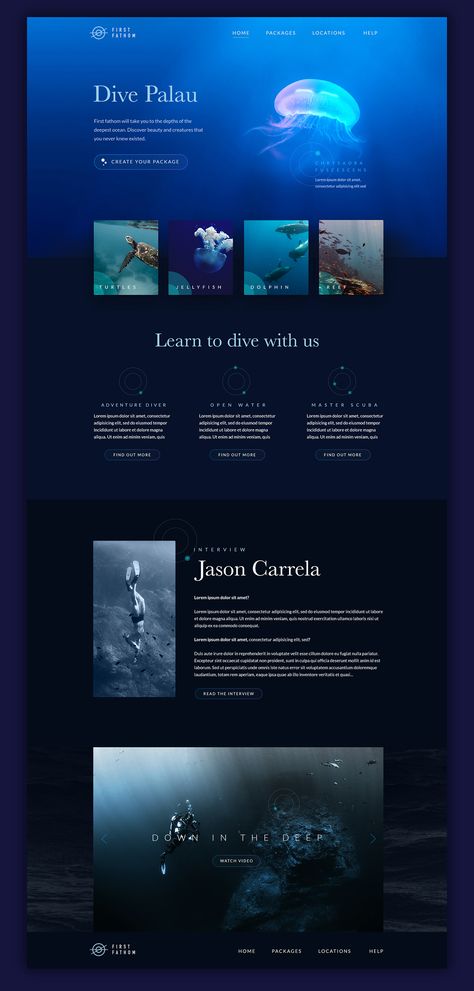 Dribbble Water Website Design, Water Website Design Inspiration, Ocean Presentation, Beach Theme Website Design, Ocean Website, Event Website Design, Ocean Website Design, Blue Theme Website Design, Water Website