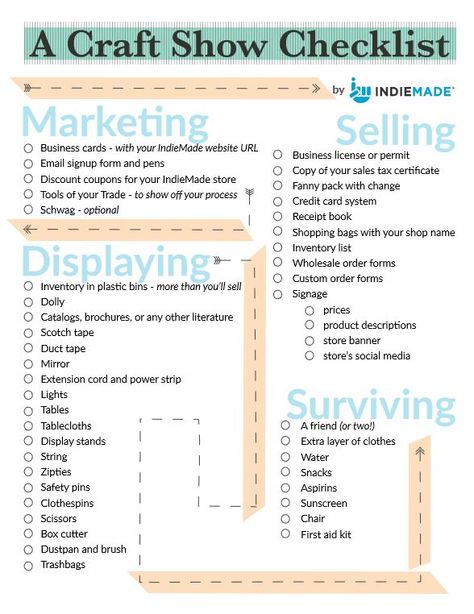 Don't forget a thing. Download our free Craft Show Checklist before you go. #craftshow #checklist Small Craft Booth Ideas, Vendor Show Checklist, Setting Up Vendor Booth Display Ideas, Craft Show Essentials, Things To Sell At Flea Market, Craft Show Vendor Checklist, Pricing Signs Craft Show, Vendor Booth Checklist, Market Setup Show Booth