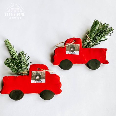 Red Truck Clay Christmas Ornament • Little Pine Learners Truck Crafts, Red Truck Decor, Christmas Tree Truck, Christmas Gifts For Parents, Clay Christmas, Homemade Ornaments, Red Christmas Tree, Christmas Activities For Kids, Kindergarten Crafts