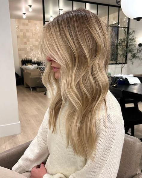 Summer Hair Dirty Blonde, Blonde Balayage Natural Roots, Blonde Hair Lived In, Blonde Highlights On Dark Blonde, Blonde With Depth, Natural Makeup Blonde Hair, Blonde Wedding Hair Down, Few Blonde Highlights, Partial Blonde Balayage