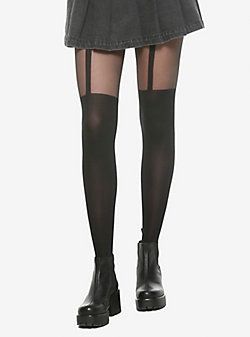 78b9cab19959e4af8ff46156ee460c74desc53695823ri Emo Outfit Ideas, Thigh High Tights, Black Garter, Super Cute Outfits, Cute Tights, Thigh High Boots Heels, Black Clothes, High Design, Shop Till You Drop