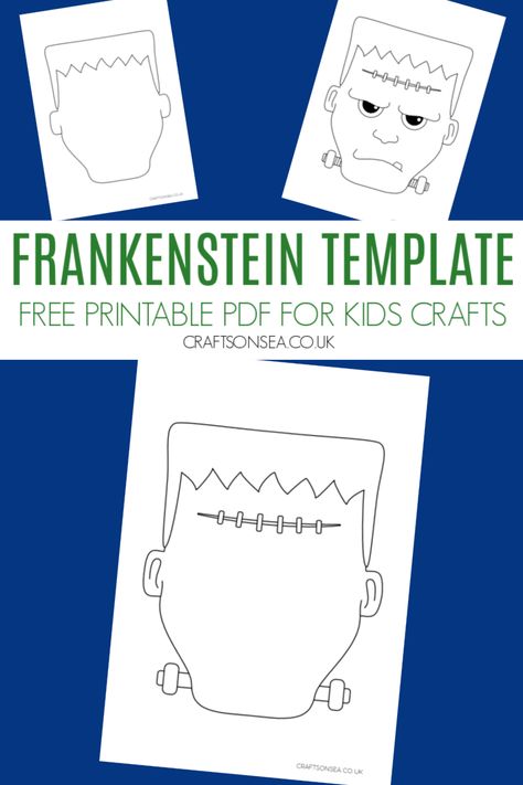 Frankenstein Template, Homeschool Halloween, Kids Halloween Crafts, Frankenstein Craft, Frankenstein Mask, Free Halloween Coloring Pages, Template Free Printable, Book Cartoon, Spider Crafts