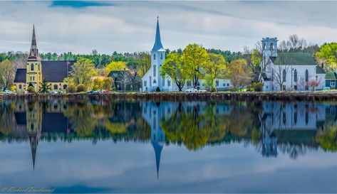 Three Churches, Mahone Bay Mahone Bay Nova Scotia, Mahone Bay, Social Media Buttons, Nova Scotia Canada, Bay View, Travel Information, Photo Tips, Nova Scotia, How To Take