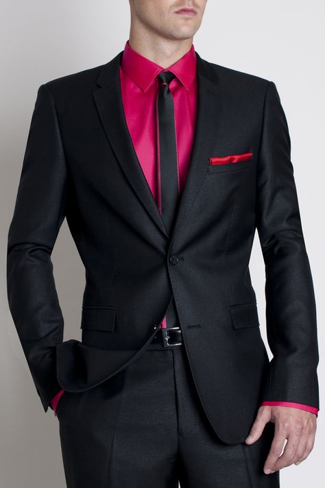 Black Suit Pink Shirt, Black Suit Red Tie, Suit With Red Tie, Pink Suit Men, Pink Shirt Men, Combination Dresses, Men's Business Outfits, Light Pink Shirt, Black Suit Men