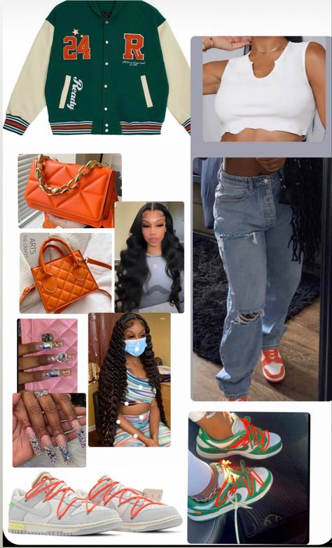 Cute Outfits With Orange Dunks, Brazil Dunks Outfits Black Women, Baddie Nike Dunk Outfit, Baddie On A Budget Outfits, Baddie Jersey Outfits, Tripple Pink Dunks Outfit Black Women, Baddie On A Budget, Baddies Outfits, Budget Outfits