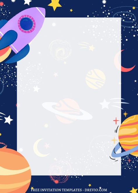 Space Border Design, Space Invitations Birthday, Space Birthday Ideas, Space Poster Design, Outer Space Background, Buzz Lightyear Birthday Party, Outer Space Design, Outer Space Birthday Invitations, Buzz Lightyear Birthday